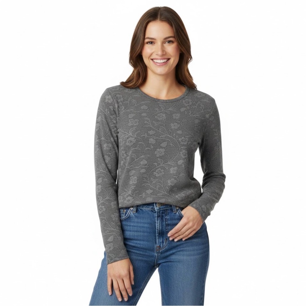 Woolrich Hickory Green Floral Embossed Sweater Size Medium